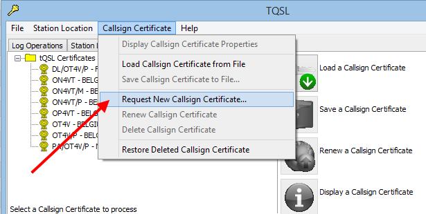 LoTW log operations tab